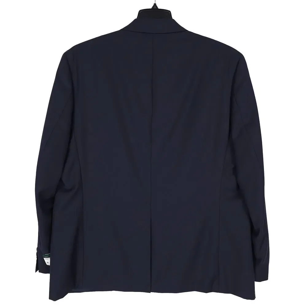 Lauren Ralph Lauren Mens Classic Fit Sport Coat 46R Navy Blue Solid Stretch Wool